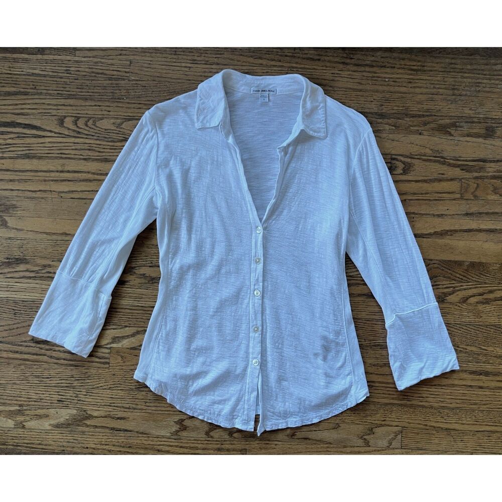 Standard JAMES PERSE White Cotton Button Down Shirt Top   Women's Size 2 Medium - Picture 3 of 10
